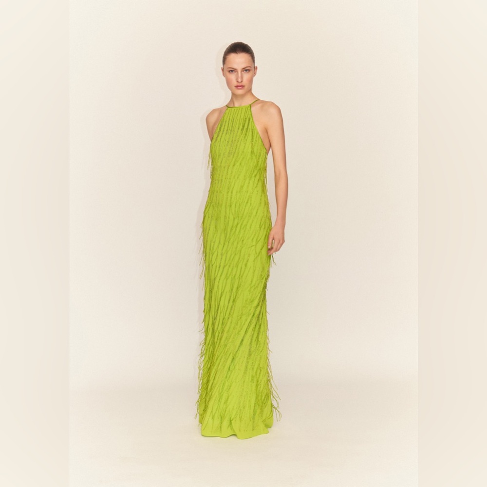 Mango CAPSULE Halter dress with rhinestone fringes size 2